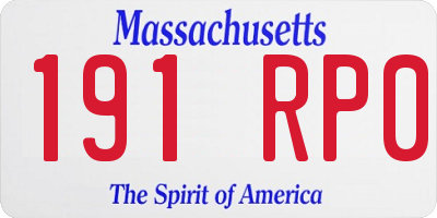 MA license plate 191RP0