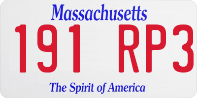 MA license plate 191RP3