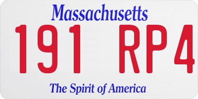 MA license plate 191RP4