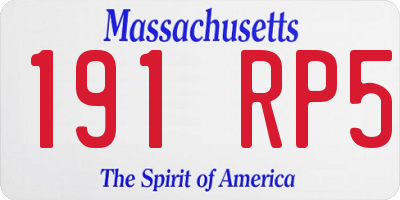 MA license plate 191RP5
