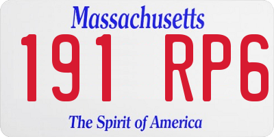 MA license plate 191RP6