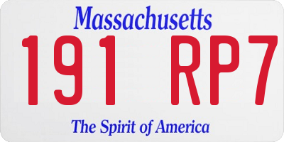 MA license plate 191RP7
