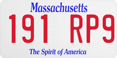 MA license plate 191RP9