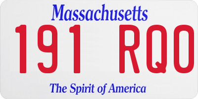 MA license plate 191RQ0