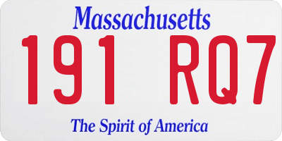 MA license plate 191RQ7