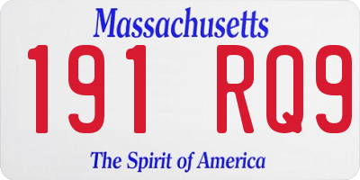 MA license plate 191RQ9