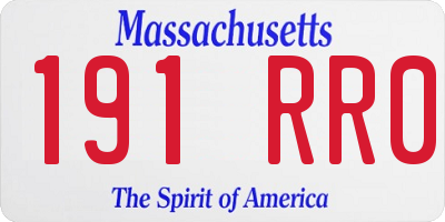 MA license plate 191RR0