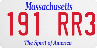 MA license plate 191RR3