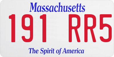 MA license plate 191RR5