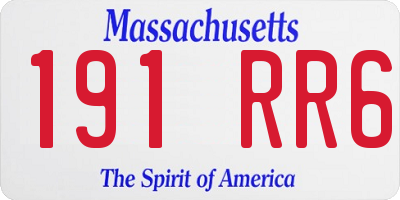 MA license plate 191RR6