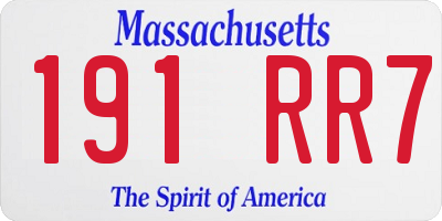 MA license plate 191RR7