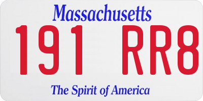 MA license plate 191RR8