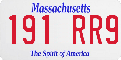 MA license plate 191RR9