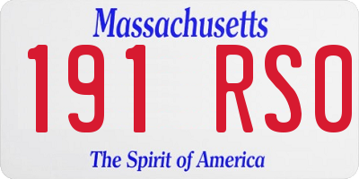 MA license plate 191RS0