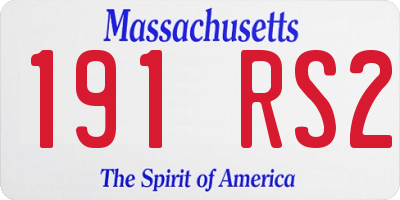 MA license plate 191RS2