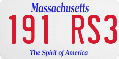 MA license plate 191RS3