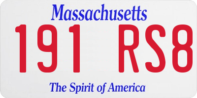 MA license plate 191RS8