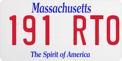MA license plate 191RT0