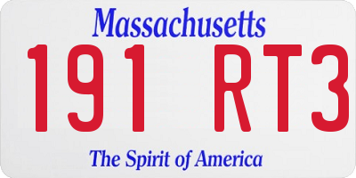MA license plate 191RT3