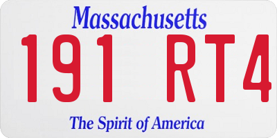 MA license plate 191RT4