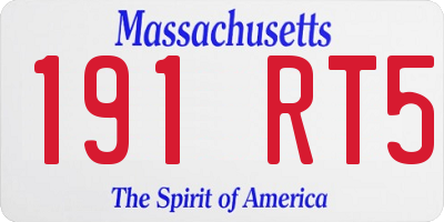 MA license plate 191RT5
