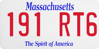 MA license plate 191RT6