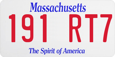 MA license plate 191RT7