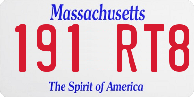 MA license plate 191RT8