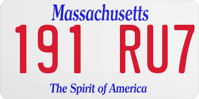 MA license plate 191RU7