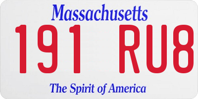MA license plate 191RU8