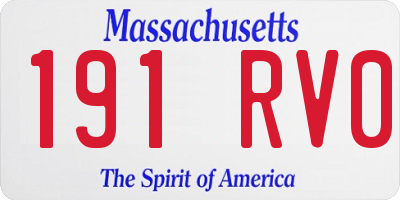 MA license plate 191RV0