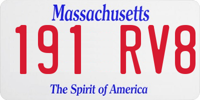 MA license plate 191RV8