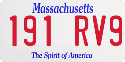 MA license plate 191RV9