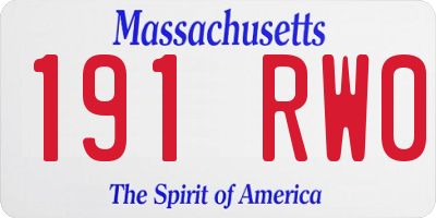 MA license plate 191RW0
