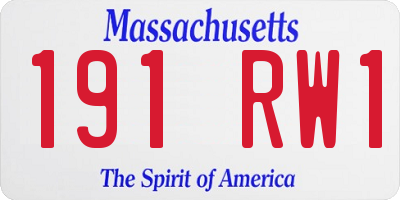 MA license plate 191RW1