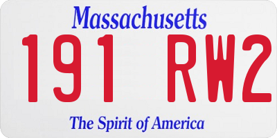 MA license plate 191RW2