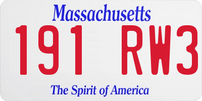 MA license plate 191RW3