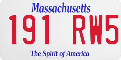 MA license plate 191RW5