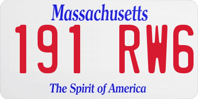 MA license plate 191RW6