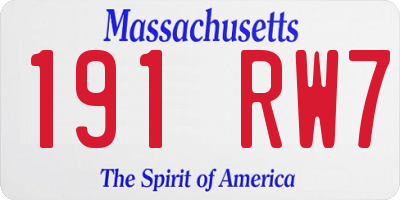 MA license plate 191RW7