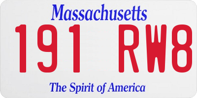 MA license plate 191RW8