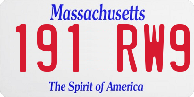 MA license plate 191RW9