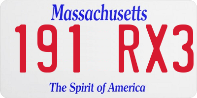 MA license plate 191RX3
