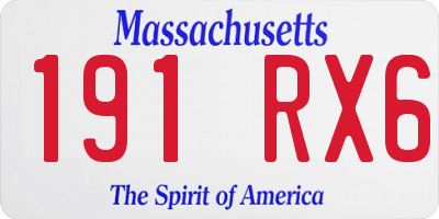 MA license plate 191RX6