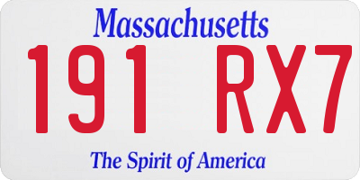 MA license plate 191RX7