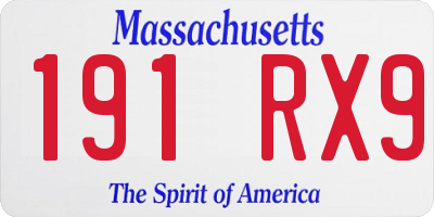 MA license plate 191RX9