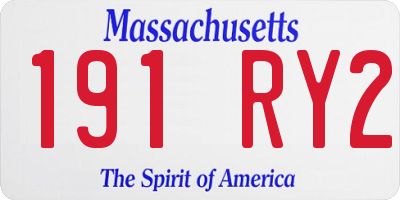 MA license plate 191RY2