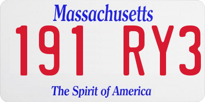 MA license plate 191RY3