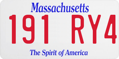 MA license plate 191RY4