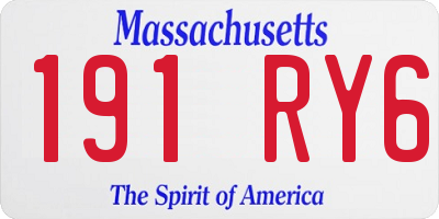 MA license plate 191RY6